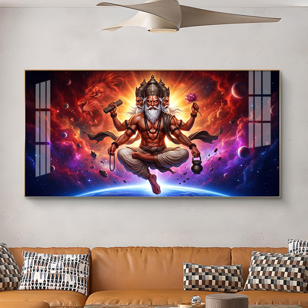 God Brahma Glass Finish Horizontal Wall Art