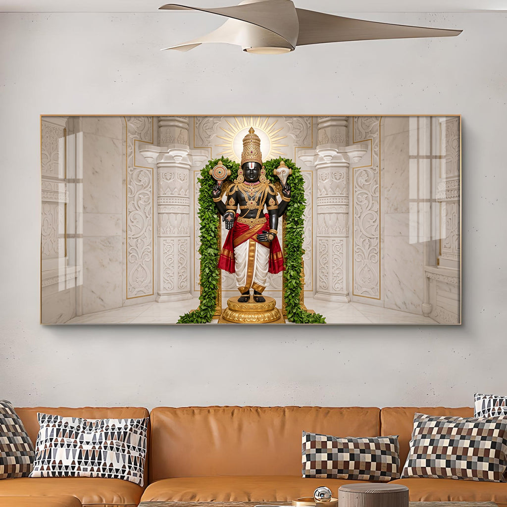 Lord Venkateswara Glass Finish Horizontal Wall Art