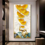 Elk Leaves With Deer Premium Acrylic Vertical Wall Art