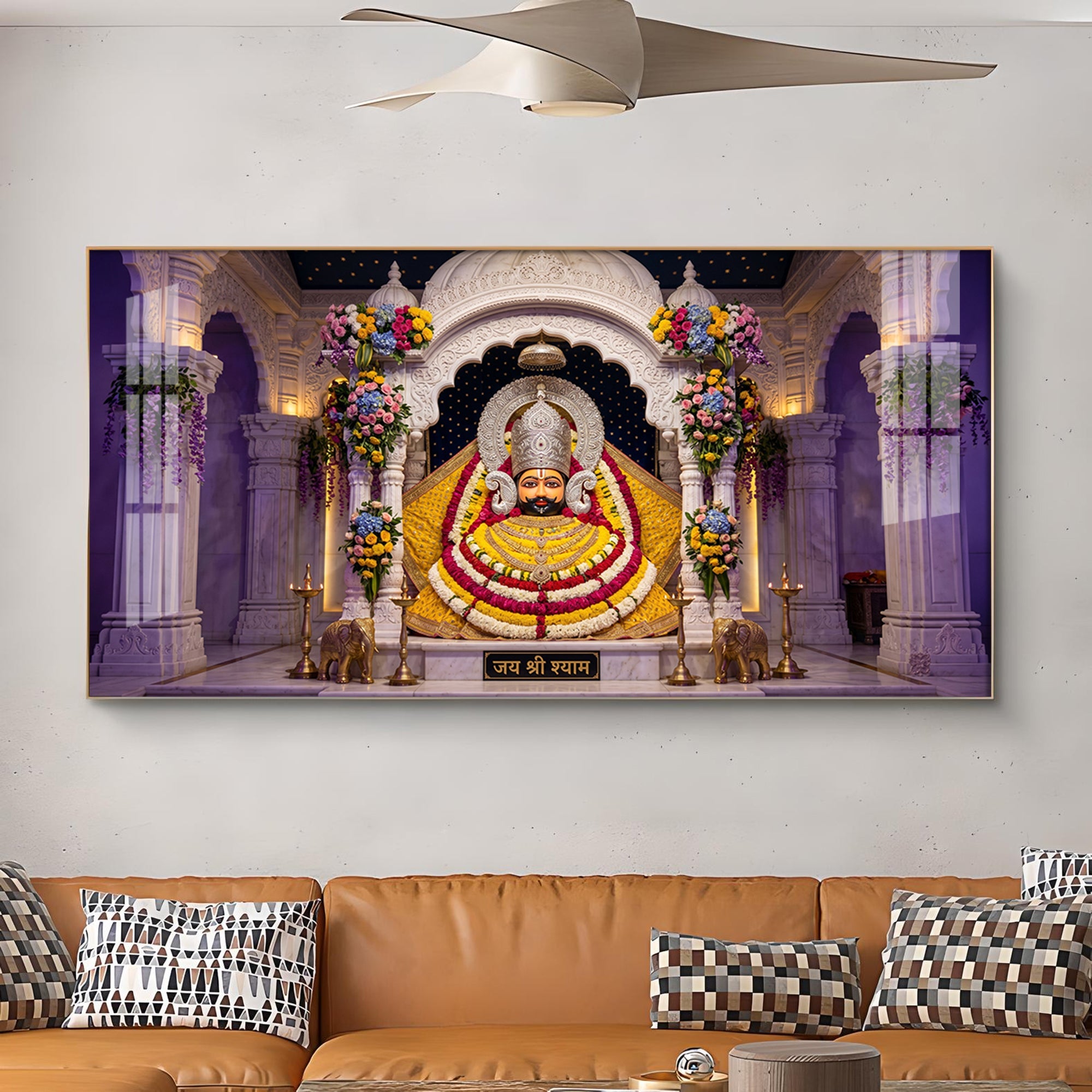 Lord Khatu Shyam ji Glass Finish Horizontal Wall Art