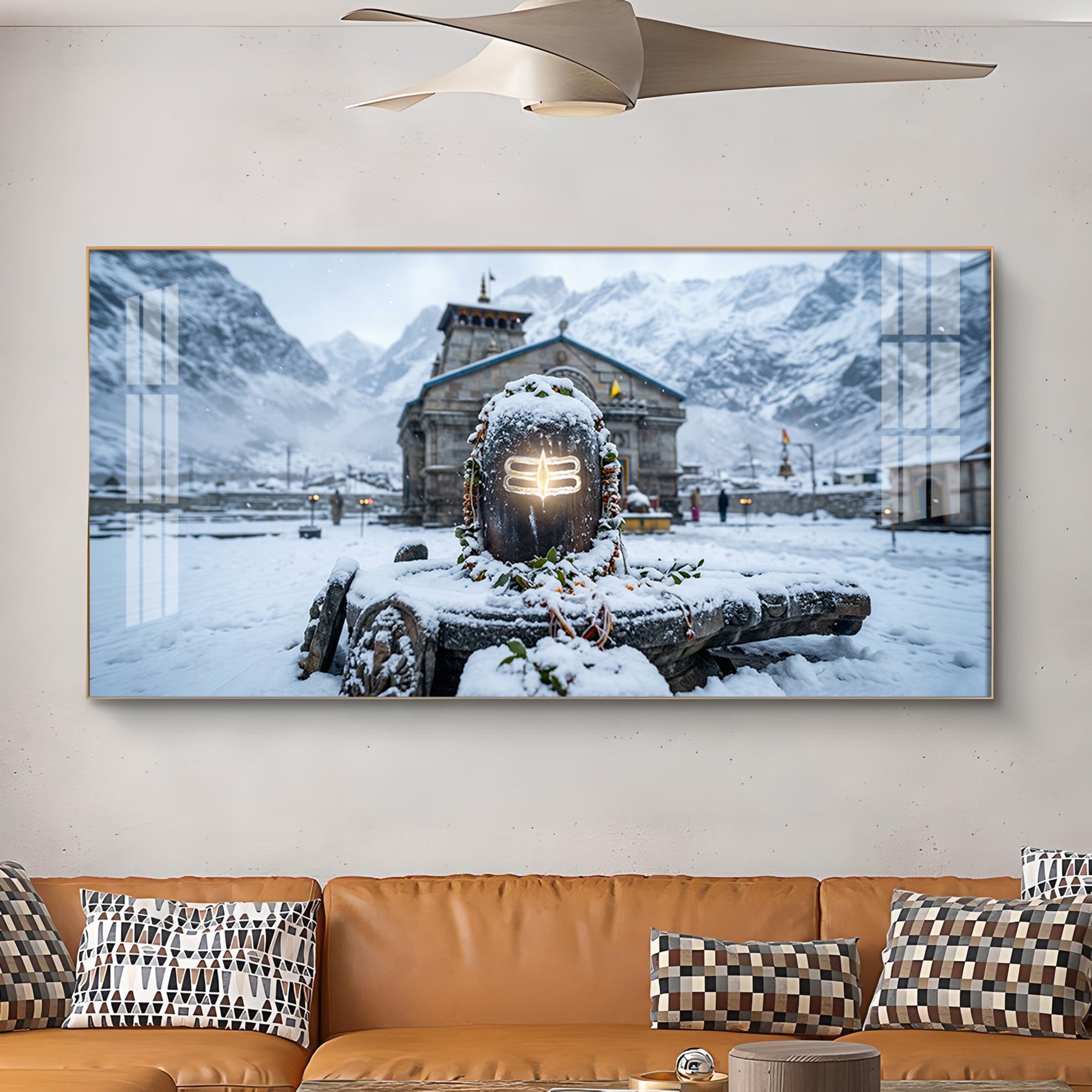 Bhole Baba In Kedarnath Glass Finish Horizontal Wall Art