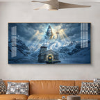 Mahadev In Kedarnath Glass Finish Horizontal Wall Art