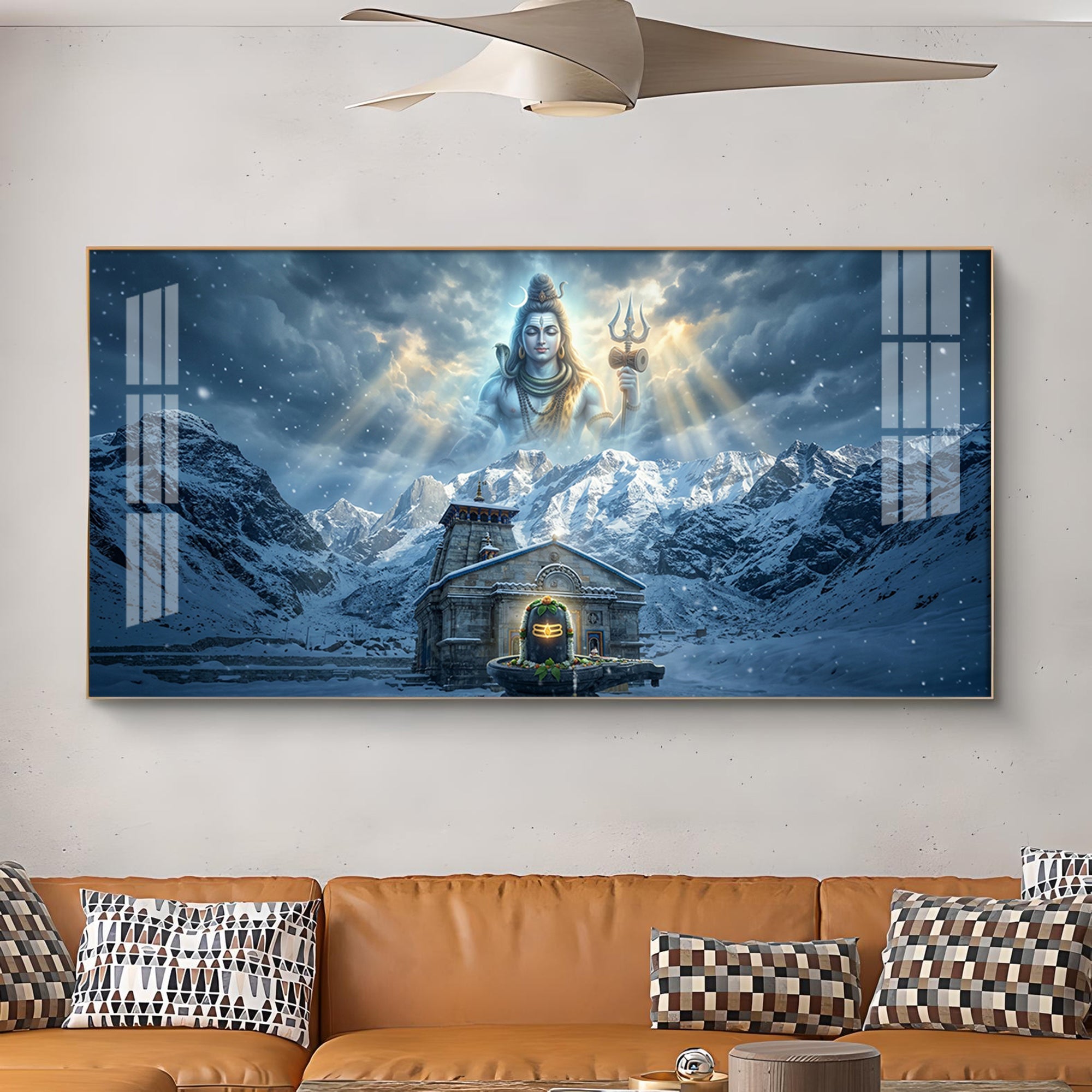 Mahadev In Kedarnath Glass Finish Horizontal Wall Art