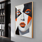 Woman With Orange Lips Premium Acrylic Vertical Wall Art