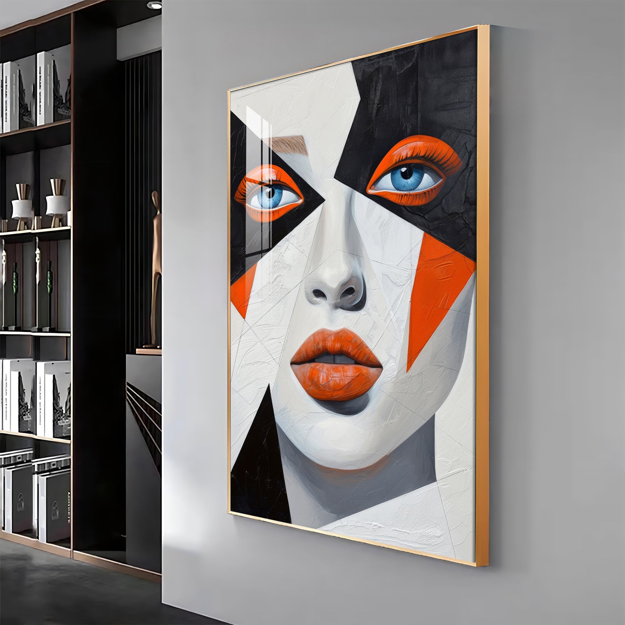Woman With Orange Lips Premium Acrylic Vertical Wall Art