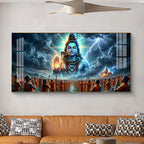 Bhole Baba Mahadev Glass Finish Horizontal Wall Art