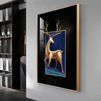 Majestic Golden Deer Premium Acrylic Vertical Wall Art