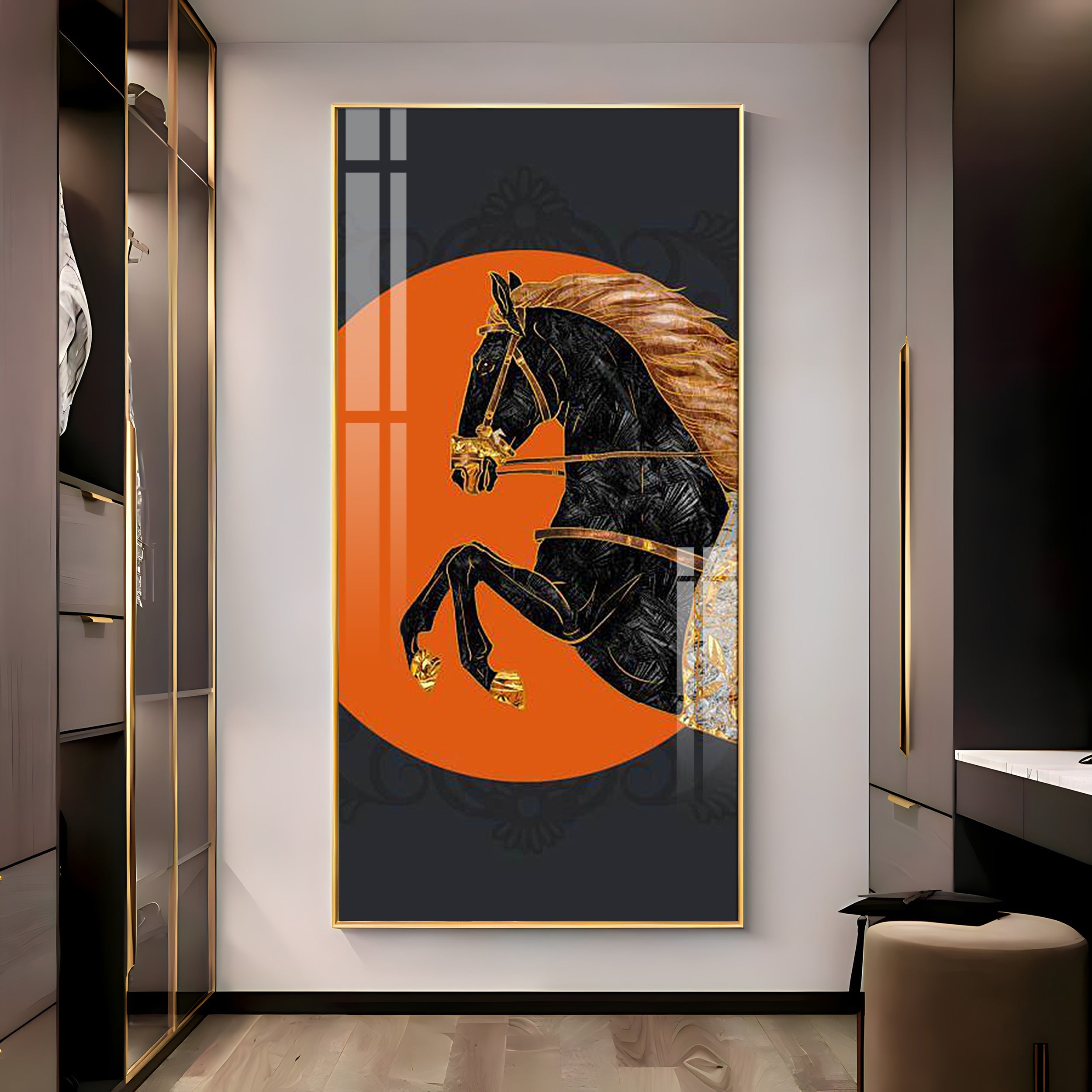 Black Horse Premium Acrylic Vertical Wall Art