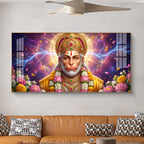 Hanuman Ji Glass Finish Horizontal Wall Art