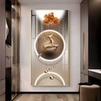 Golden Deer With Orange Tree Premium Acrylic Vertical Wall Art