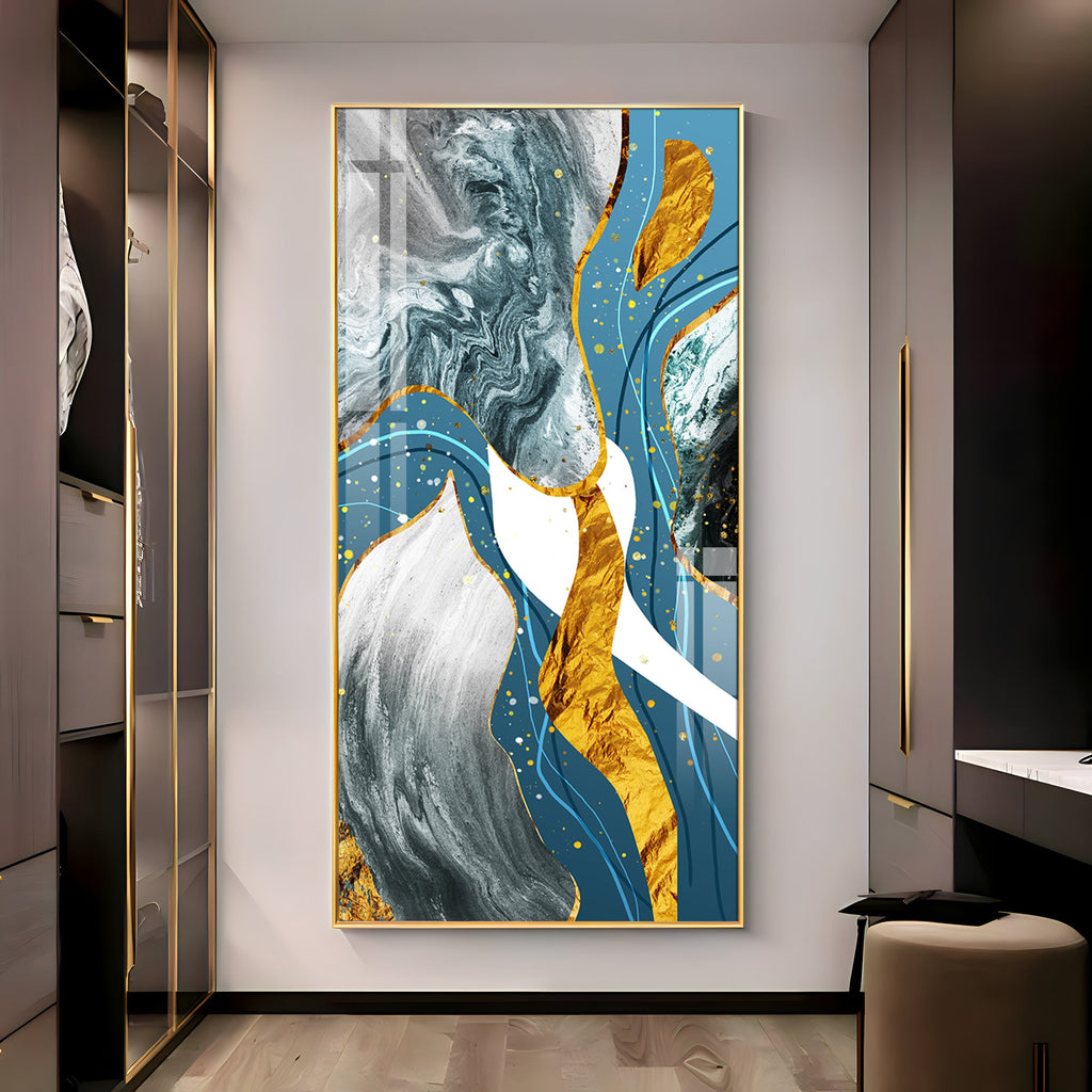 Blue & White Abstraction Premium Acrylic Vertical Wall Art