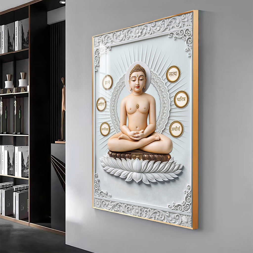 God Mahavir Jain Premium Acrylic Vertical Wall Art