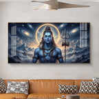 Mediating Bhole Nath Glass Finish Horizontal Wall Art