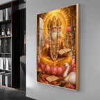 Lord Brahma With Vedas Premium Acrylic Vertical Wall Art