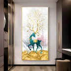 Gold Textured Deer Premium Acrylic Vertical Wall Art