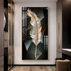 White Feather With Colors Effects Premium Acrylic Vertical Wall Art