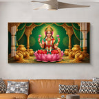 Lakshmi Mata Glass Finish Horizontal Wall Art
