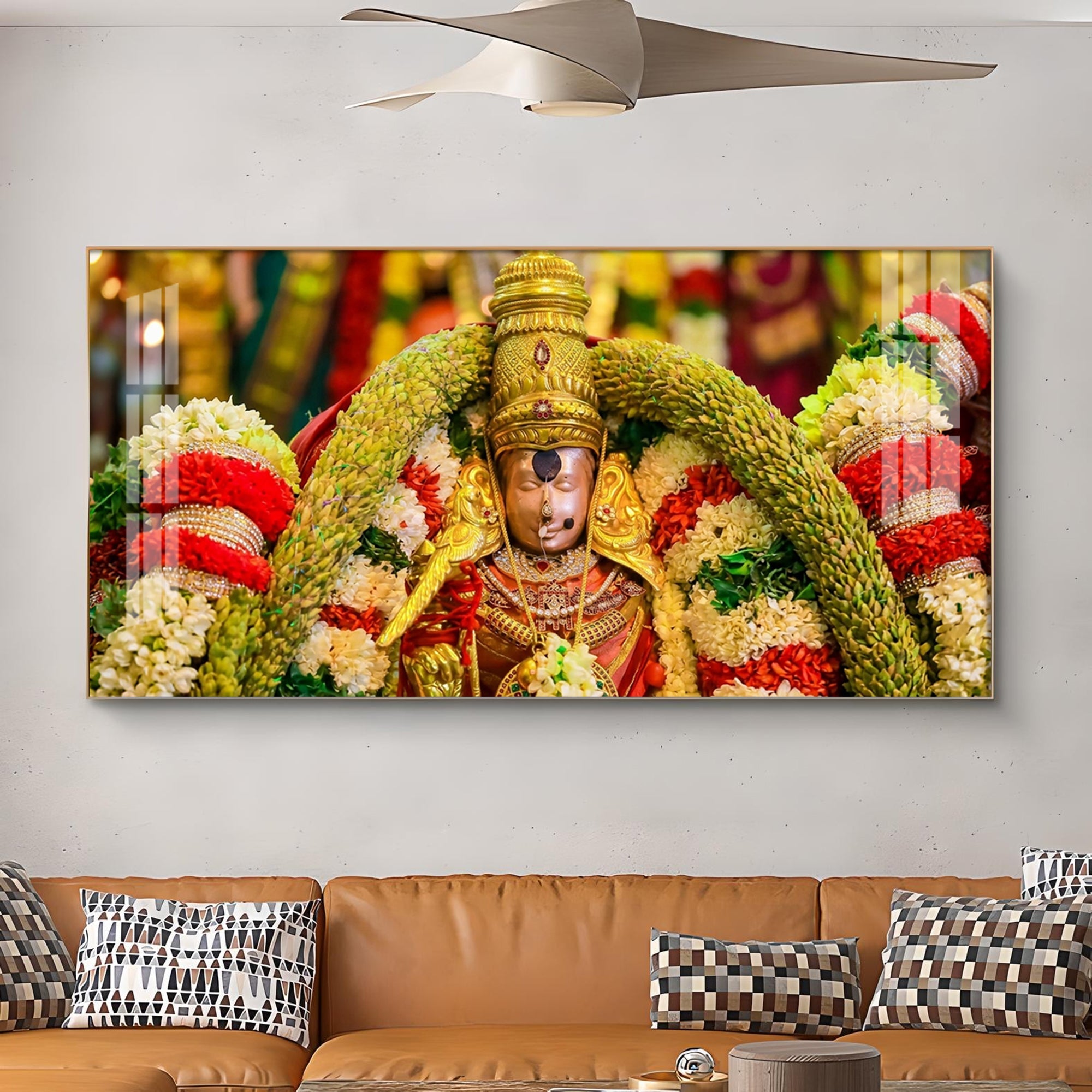 Goddess Meenakshi Amman Glass Finish Horizontal Wall Art
