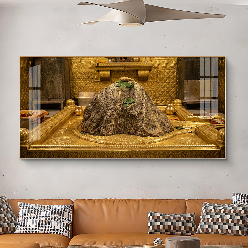 Kedarnath Jyotirlinga Glass Finish Horizontal Wall Art