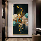 Koi Fish & Fan Designs Premium Acrylic Vertical Wall Art