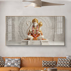 Lord Hanuman Glass Finish Horizontal Wall Art