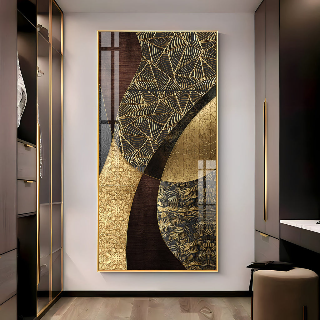 Golden Noir Elegance Premium Acrylic Vertical Wall Art