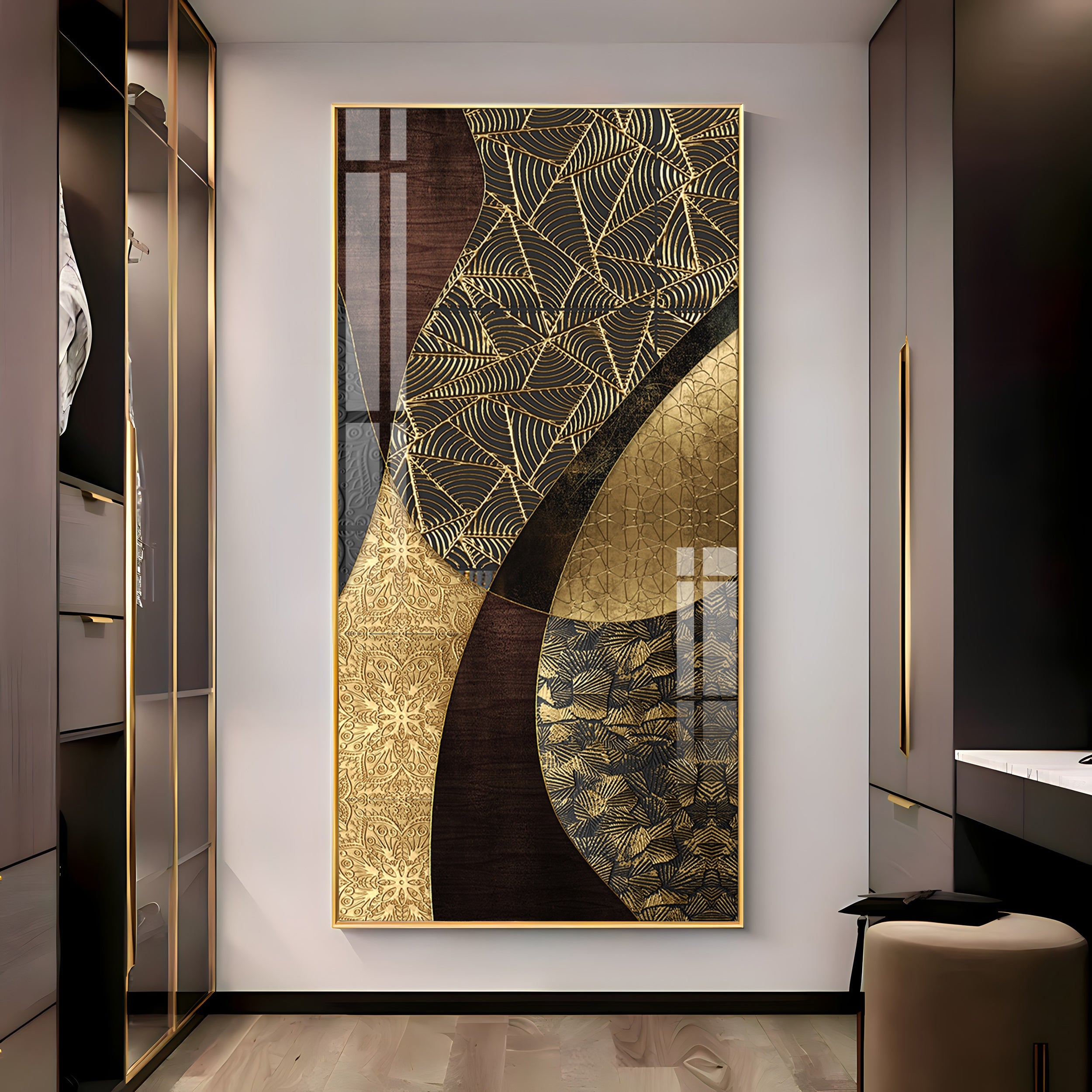 Golden Noir Elegance Premium Acrylic Vertical Wall Art