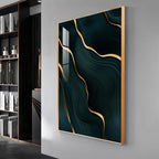 Golden Wave Fusion Premium Acrylic Vertical Wall Art