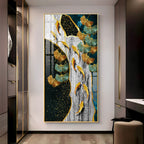 Gold Fish & Feathers Premium Acrylic Vertical Wall Art