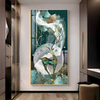 Deer With Dark Green Background Premium Acrylic Vertical Wall Art