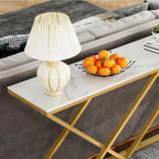 Golden Criss Cross Pattern Rectangular Shaped Designer Console Table - Decor Mantra 