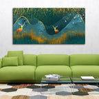 Golden Deer Modern Abstract Art Wall Painting Harshita Crafts