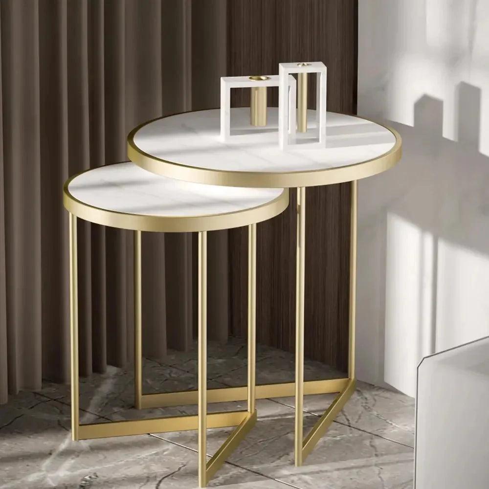 Golden Duo Metal Nesting Side Tables Set of 2 - Decor Mantra 