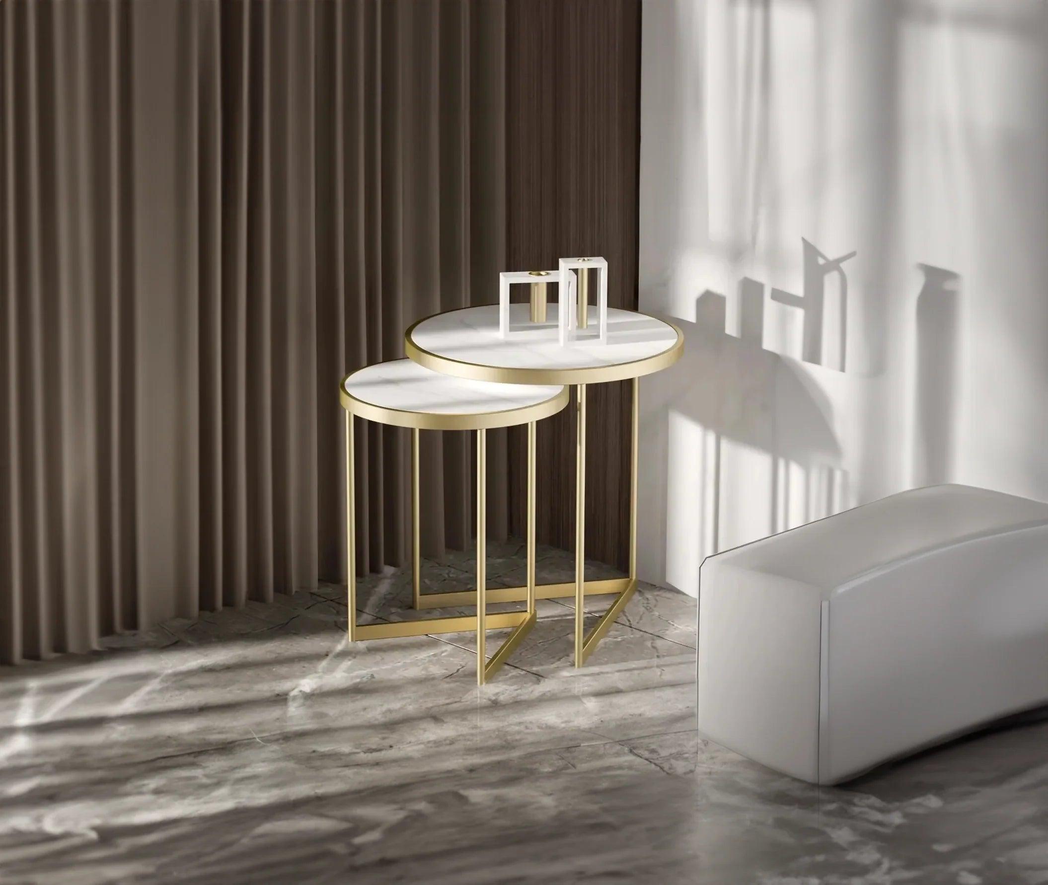 Golden Duo Metal Nesting Side Tables Set of 2 - Decor Mantra 