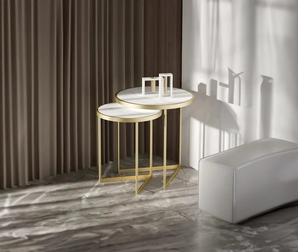 Golden Duo Metal Nesting Side Tables Set of 2 - Decor Mantra 