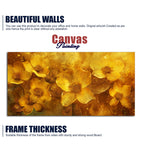 Golden Floral Flowers Field Premium Canvas Wooden Wall Painting