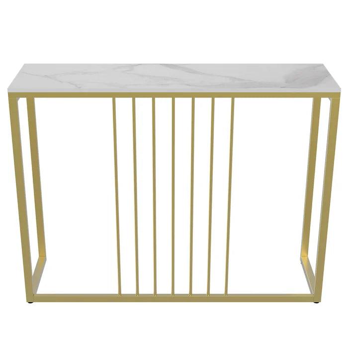 Golden Metallic Rectangular Shaped Designer Console Table - Decor Mantra 