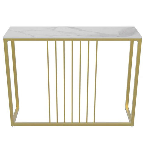 Golden Metallic Rectangular Shaped Designer Console Table - Decor Mantra 