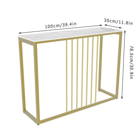 Golden Metallic Rectangular Shaped Designer Console Table - Decor Mantra 