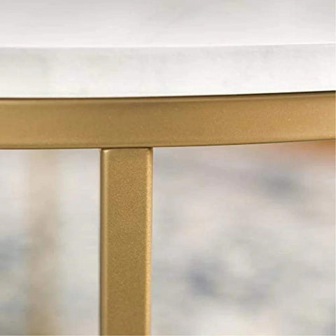 Golden Minimalist Metal Center Table in Criss Cross Design - Decor Mantra 