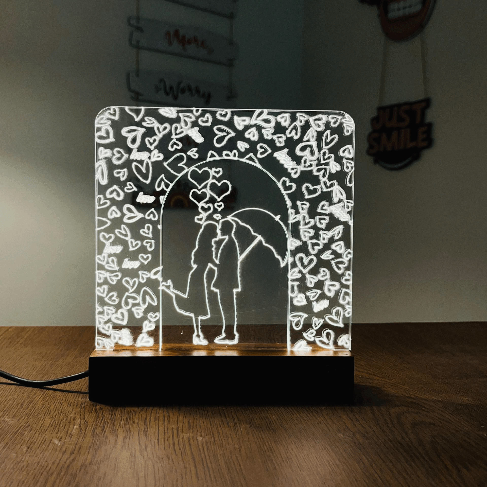 Love Couple acrylic 3D lamp Acrylic Night Lamp For Home/Bedroom/Gift - Harshita Craft