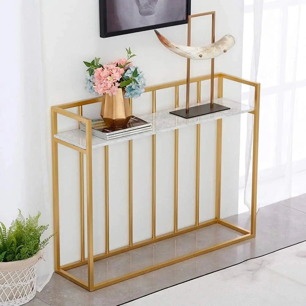 Hallway Rectangular White Marble Console Table - Decor Mantra 