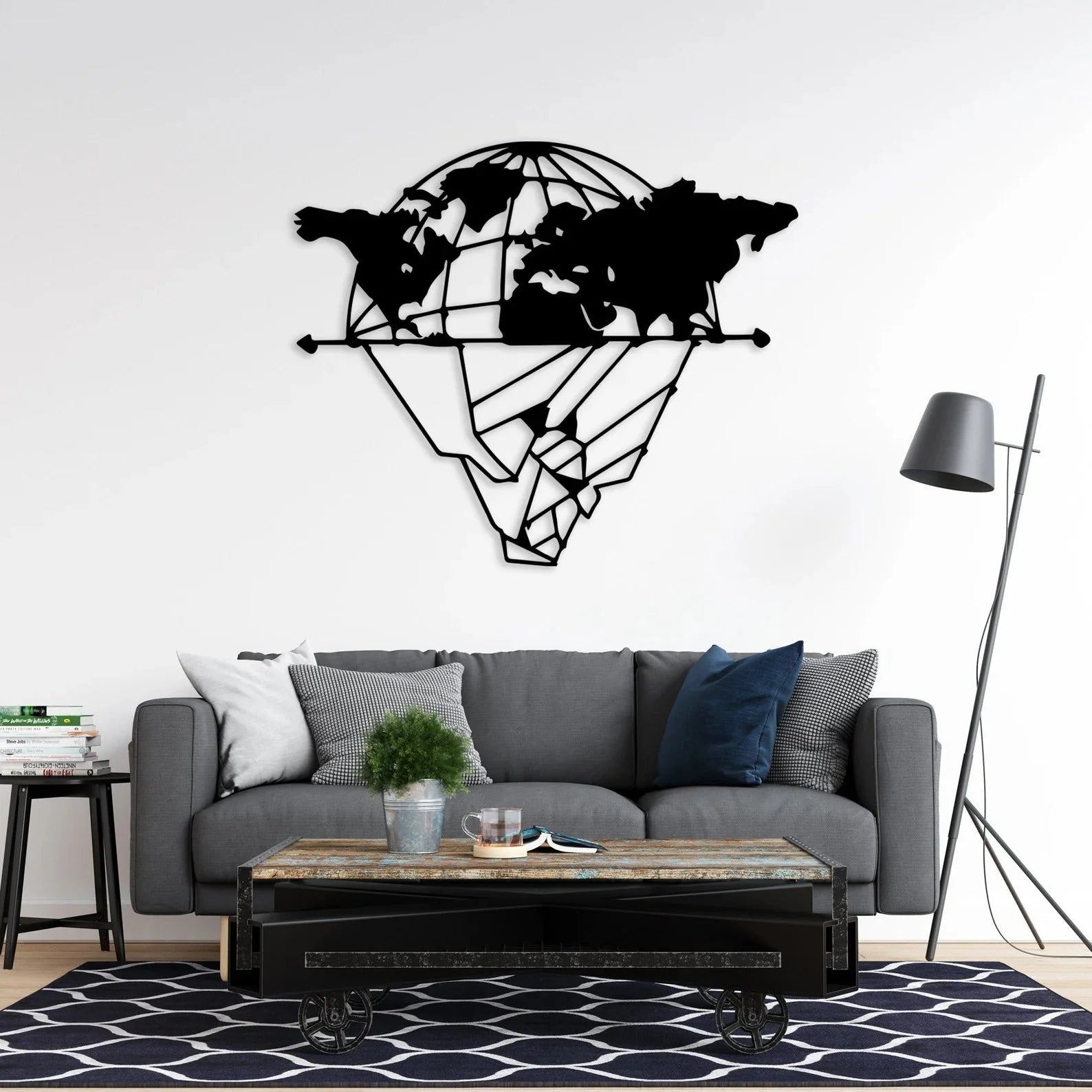 Global Explorer Divided World Map Metal Wall Art