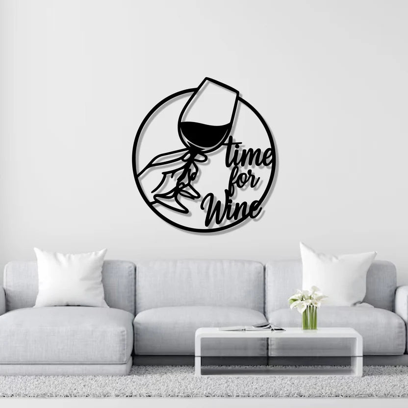 Wine Text with Glass Metal Wall Art 