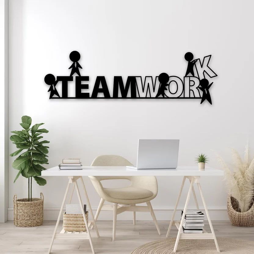 Team Work Motivational Metal Wall Art Decor – Office & Workspace Wall Hanging - Harshita Craft