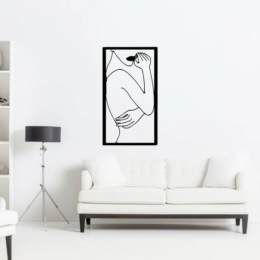 Girl Line Art Metal Wall Art