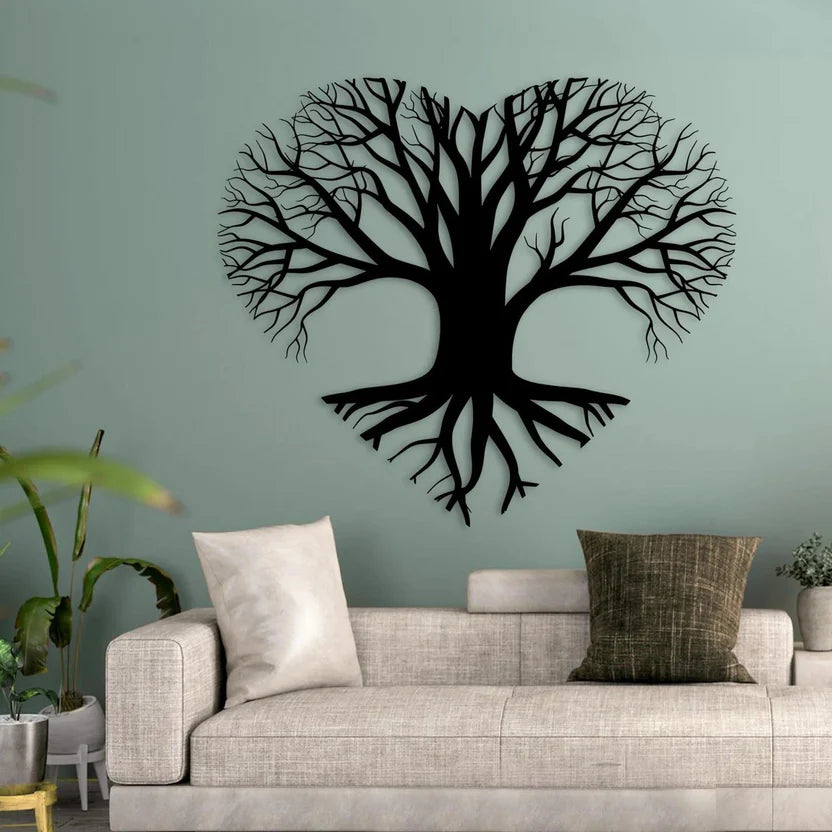 Heart Shape Tree of Life Metal Wall Art
