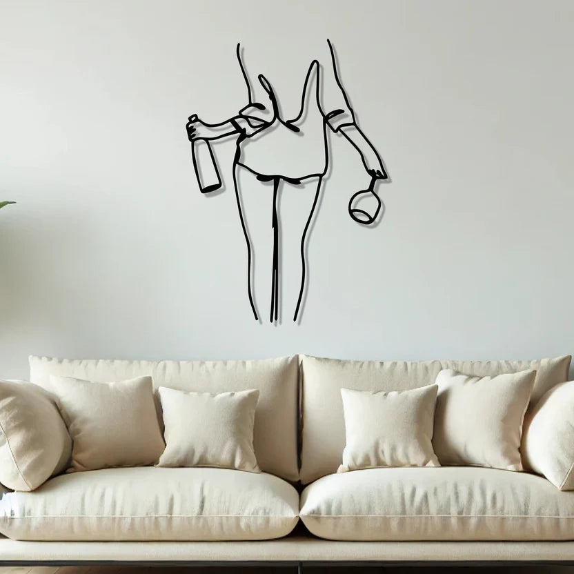 Wine Line Art Metal Wall Art