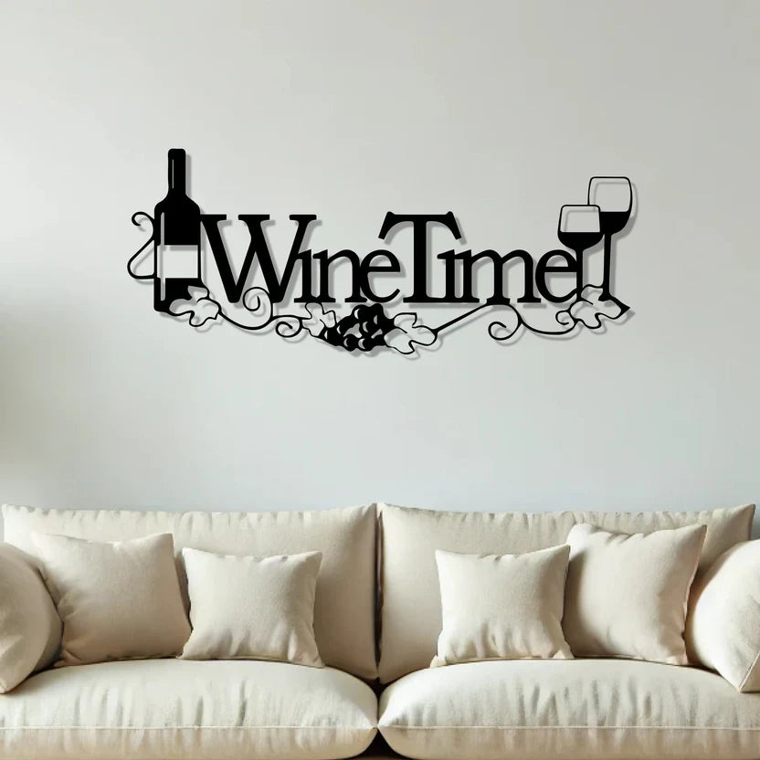  Wine Time Metal Wall Art