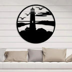 Birds Lighthouse Metal Wall Art